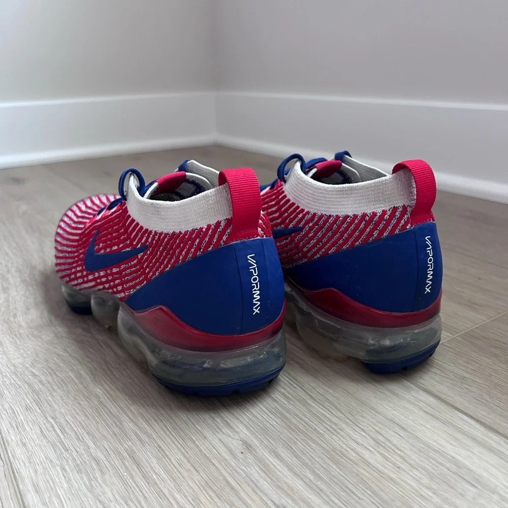 Nike Air Vapormax Flyknit 3 USA Red White Blue Mens Size 9 Rare CW5585-100 - Picture 3 of 12